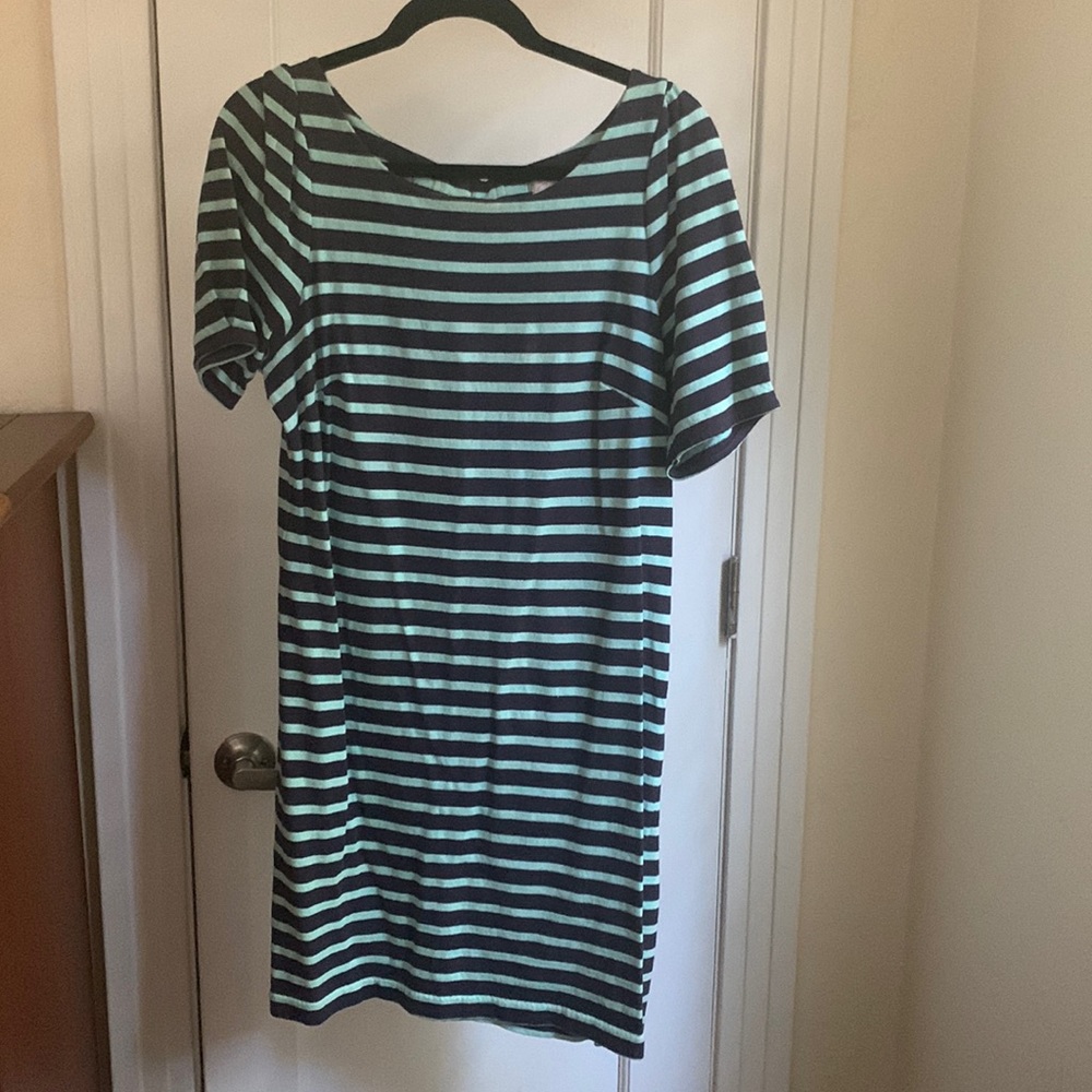 Anthropologie striped casual dress with bow detail; medium